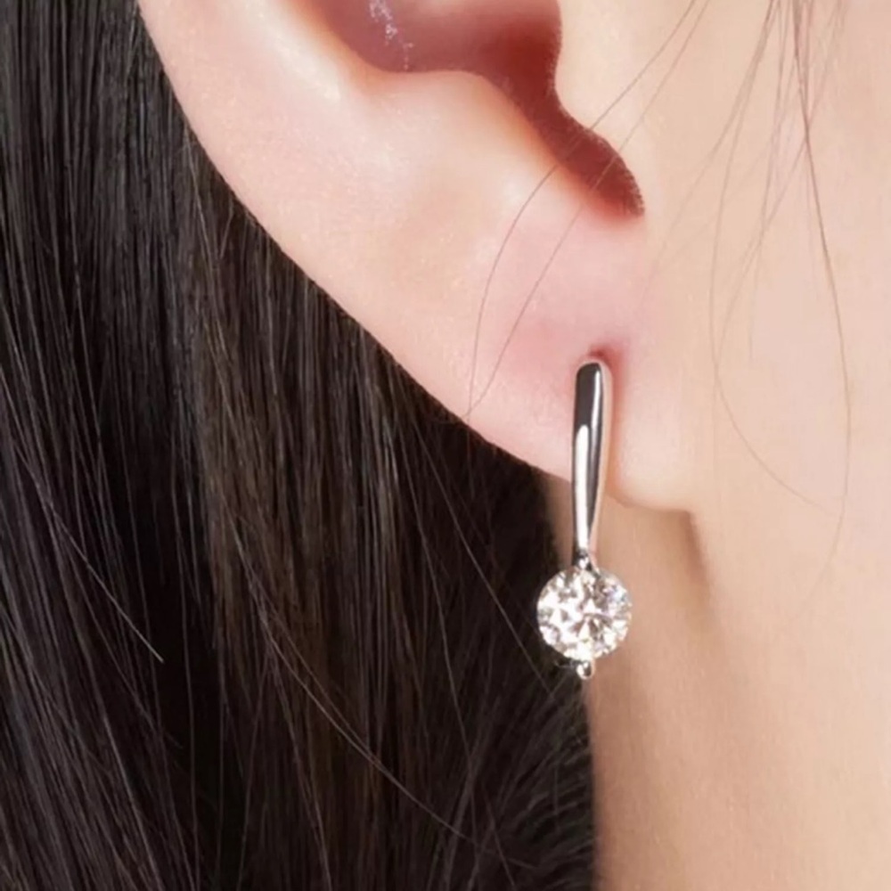 2.16Ct Vvs1:- Golden Yellow Real Moissanite Diamond Dangle .925 Silver Earrings - Picture 4 of 5